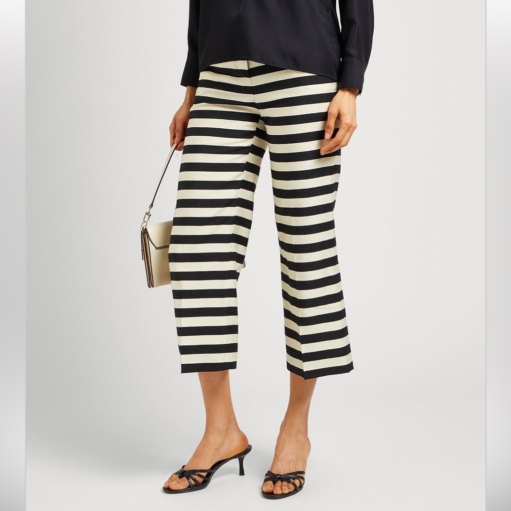 Seventy Sergio Tegon Cream/Black Stripe Women Pants Sz 8